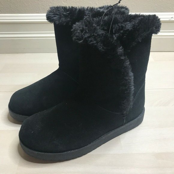 Universal Thread Shoes - Universal Thread Daniah Suede Mid Boots Black Size 6 Faux Fur Lining